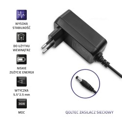 Zasilacz sieciowy Qoltec 36W 12V 3A 5.5*2.5