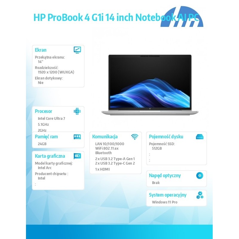 Notebook ProBook 4 G1i U7-255H 512GB/24GB/W11P/14.0   C51N2E… | PartsPC.pl