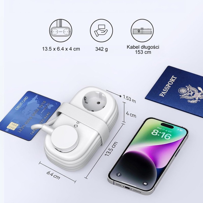 Orico Listwa zasilająca 2 x Schuko, 2 x USB-A, USB-C 20W, ka… | PartsPC.pl