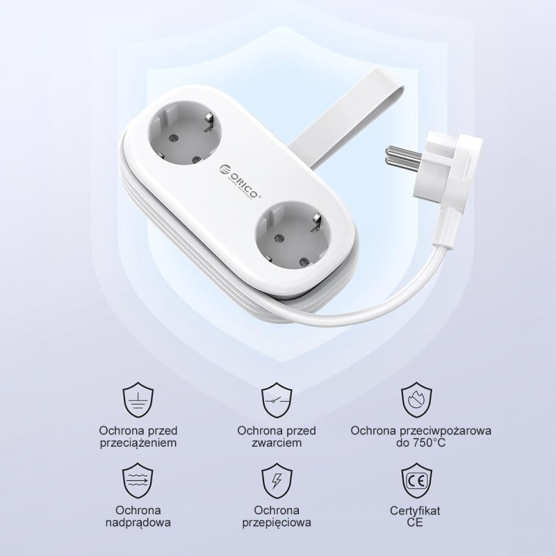 Orico Listwa zasilająca 2 x Schuko, 2 x USB-A, USB-C 20W, ka… | PartsPC.pl