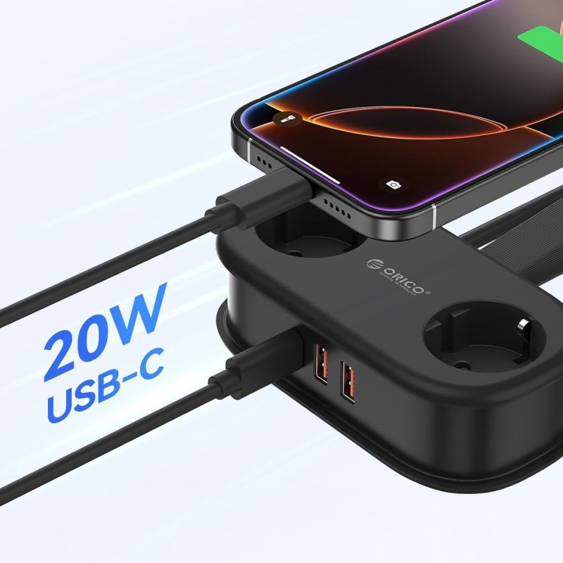 Orico Listwa zasilająca 2 x Schuko, 2 x USB-A, USB-C 20W, ka… | PartsPC.pl