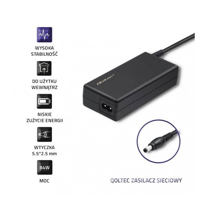 Qoltec Zasilacz sieciowy 84W | 12V | 7A | 5.5*2.5 | PartsPC.pl