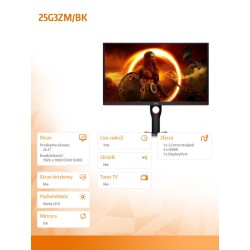 Monitor AOC 24,5" 25G3ZM/BK 2xHDMI DP | PartsPC.pl