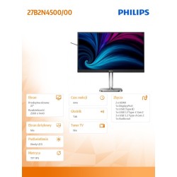 Philips Monitor 27B2N4500 27 cali IPS 120Hz HDMIx2 DP Pivot … | PartsPC.pl