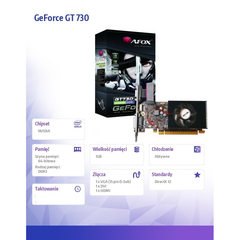 AFOX Karta graficzna GeForce GT 730 1GB DDR3 64Bit DVI HDMI … | PartsPC.pl