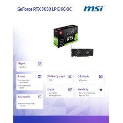 Karta VGA MSI GeForce RTX 3050 LP E 6G OC 6GB GDDR6 96bit 2x… | PartsPC.pl