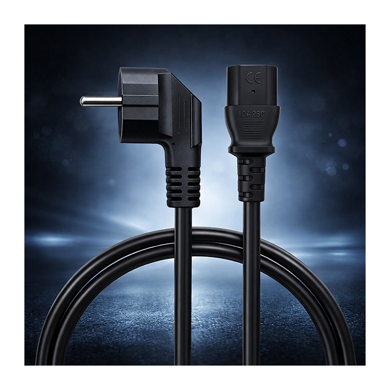 Kabel zasilający Qoltec wtyczka kątowa SCHUKO CEE 7/7 (E/F) … | PartsPC.pl