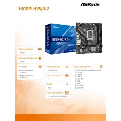 Płyta ASRock H610M-HVS/M.2 R2.0 /H610/DDR4/SATA3/USB3.0/PCIe… | PartsPC.pl