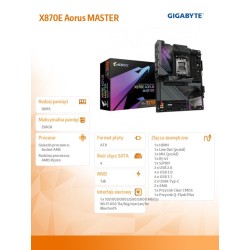 Gigabyte Płyta główna X870E AORUS MASTER AM5 4DDR5 HDMI/USB-… | PartsPC.pl