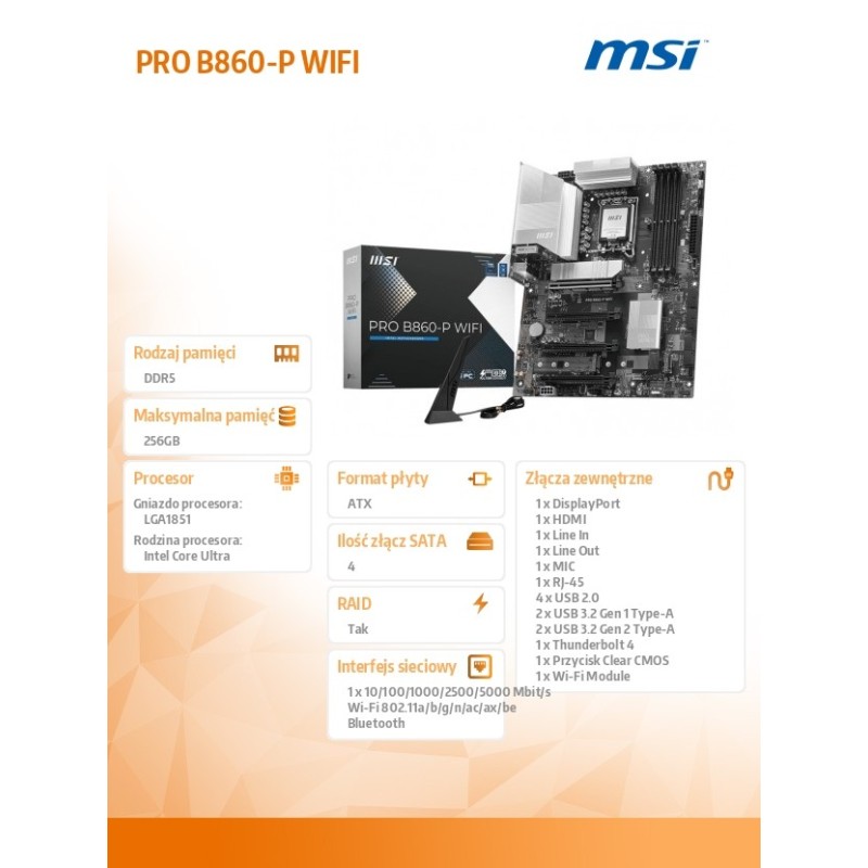 Płyta MSI PRO B860-P WIFI | PartsPC.pl