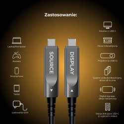 Claroc Kabel USB-C aktywny, 4K@60Hz, 60W, 15 m | PartsPC.pl