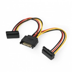 Kabel SATA zasilający (M)->2xSATA(F) kątowy 15cm | PartsPC.pl