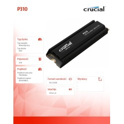 Crucial Dysk SSD P310 2TB M.2 NVMe PCIe 4.0 2280 radiator | PartsPC.pl