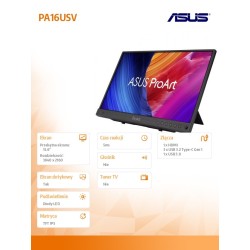 Asus Monitor 16 cali PA16USV 4K IPS HDMI USB-C | PartsPC.pl