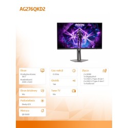 AOC Monitor AG276QKD2 26.5 cala QD-OLED 500Hz HDMIx2 DP Pivo… | PartsPC.pl