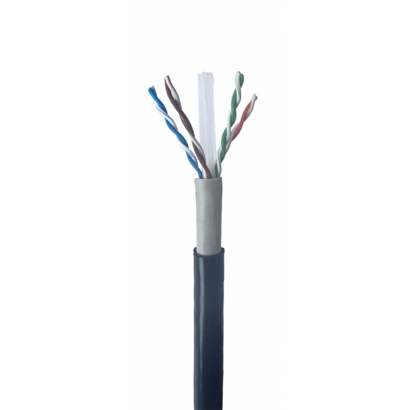 Kabel sieciowy LAN UTP, kat. 6, drut, 305m, zewnętrzny, czar… | PartsPC.pl