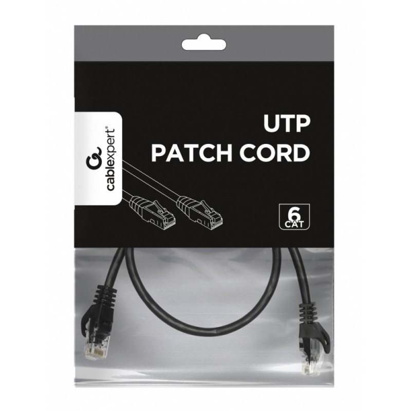 Gembird Patch cord Kat.6 UTP 0.25m czarny | PartsPC.pl