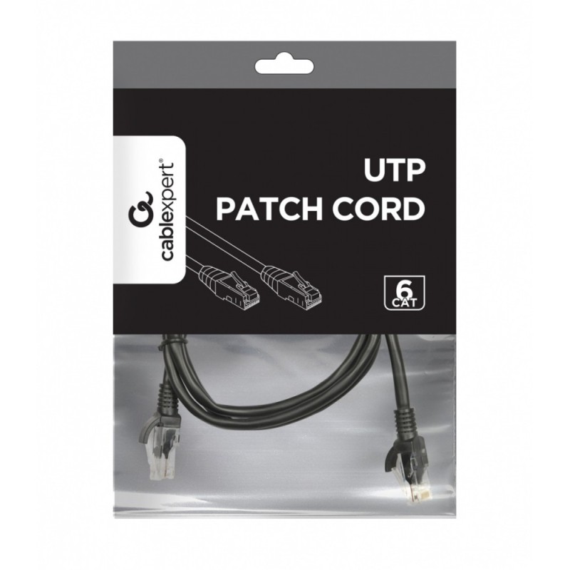 Patch cord Kat.6 UTP 1m czarny | PartsPC.pl