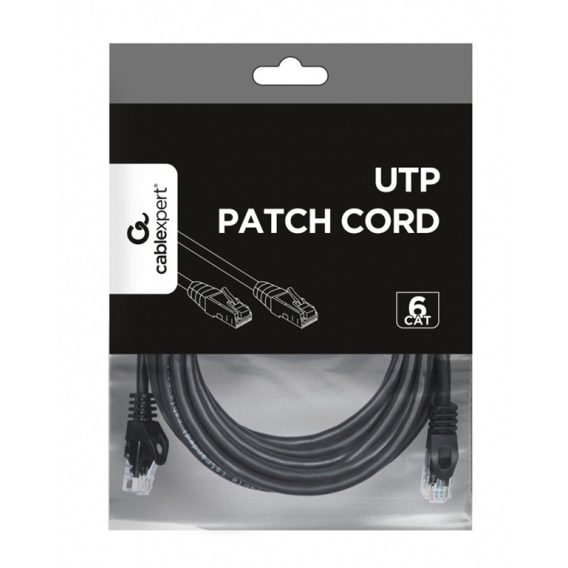 Gembird Patch cord Kat.6 UTP 5m czarny | PartsPC.pl