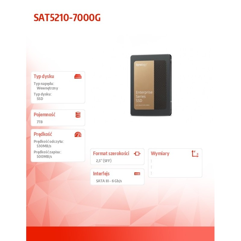 Synology SAT5210-7000G | dysk 2.5'' SATA SSD o pojemności 7T… | PartsPC.pl