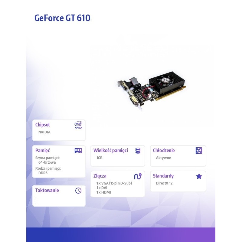 AFOX Karta graficzna GeForce GT 610 1GB DDR3 64Bit DVI HDMI … | PartsPC.pl
