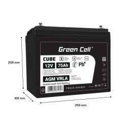 Akumulator AGM VRLA 12V 75Ah IP54 | PartsPC.pl