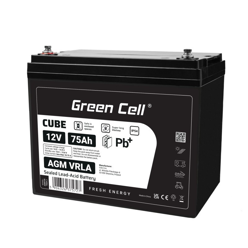 Akumulator AGM VRLA 12V 75Ah IP54 | PartsPC.pl