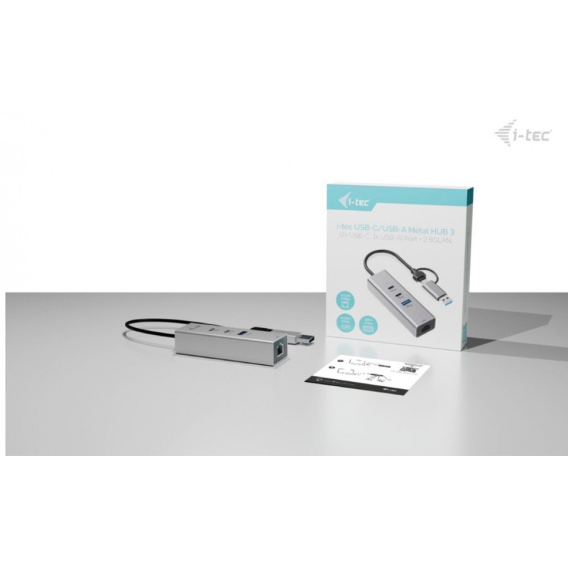 Hub metalowy USB-C/USB-A 3 2x USB-C/1x USB-A / 2.5GLAN | PartsPC.pl