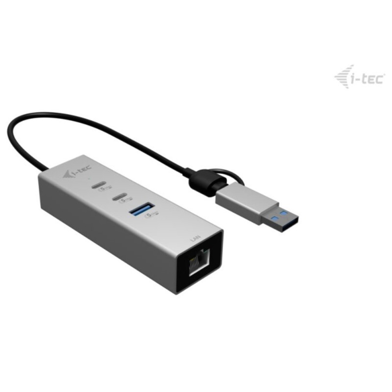 Hub metalowy USB-C/USB-A 3 2x USB-C/1x USB-A / 2.5GLAN | PartsPC.pl