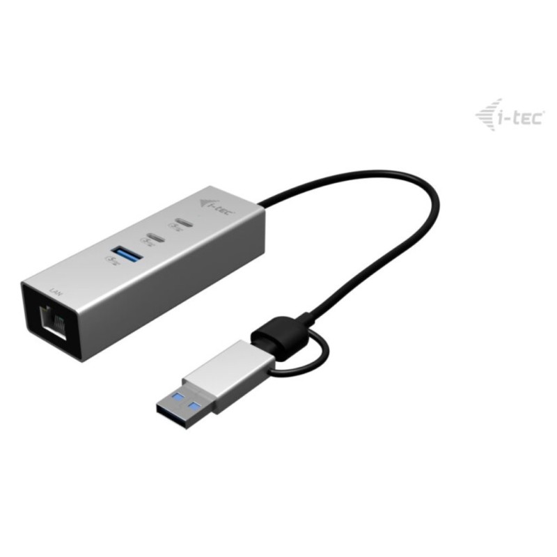 Hub metalowy USB-C/USB-A 3 2x USB-C/1x USB-A / 2.5GLAN | PartsPC.pl