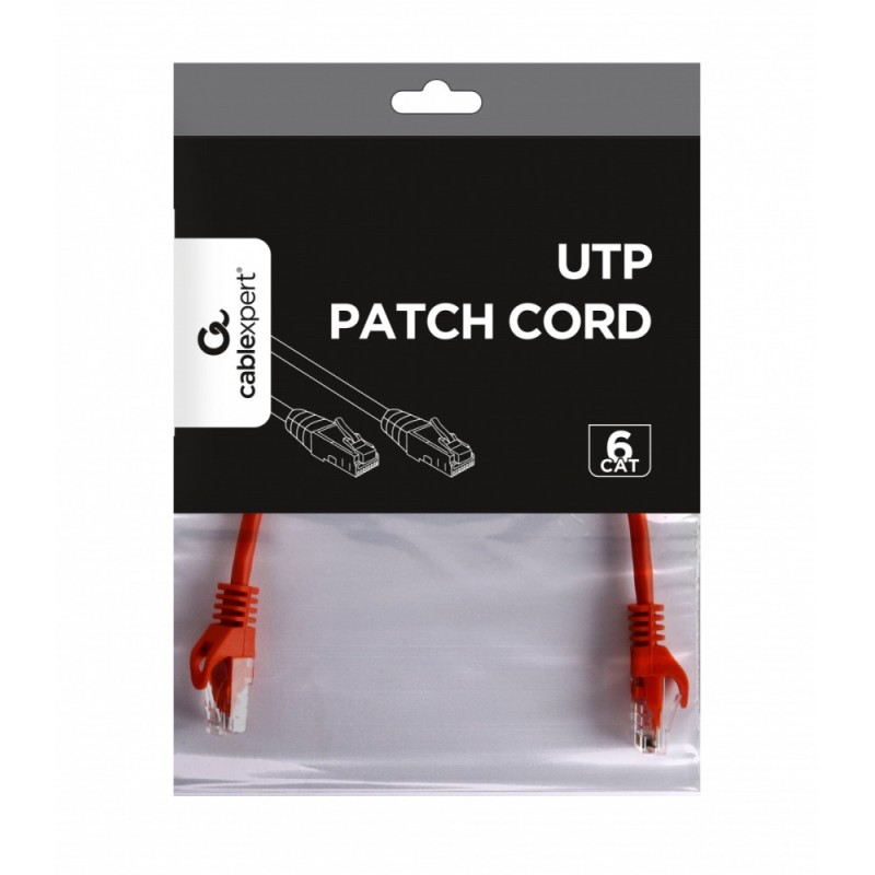 Patch cord Kat.6 UTP 0.25m czerwony | PartsPC.pl