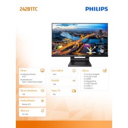 Philips Monitor 23.8 cali 242B1TC IPS Touch HDMI DP | PartsPC.pl