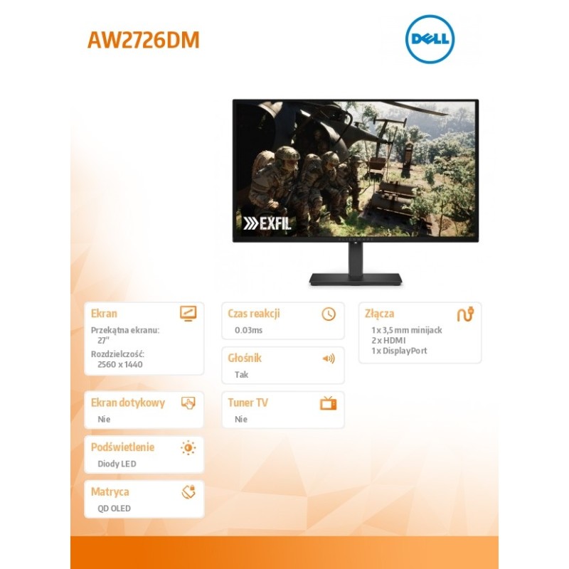 Monitor gamingowy Alienware AW2726DM 27 cali IPS QHD/16:9/DP… | PartsPC.pl