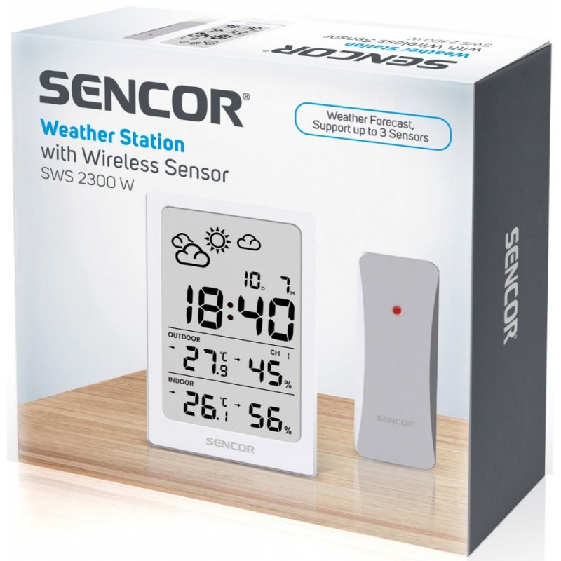 Stacja pogody wielofunkcyjna SWS 2300 W, data, zegar, budzik | PartsPC.pl