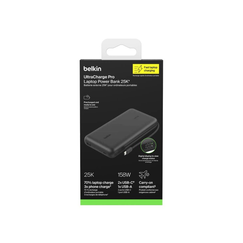 Belkin UltraCharge Pro Powerbank do laptopa, 25 000 mAh, 2x USB-C 140W, USB-A