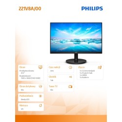 Monitor Philips 21,5" 221V8A/00 VGA HDMI głośniki | PartsPC.pl