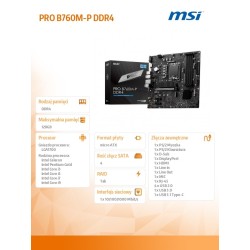 Płyta MSI PRO B760M-P DDR4 /B760/DDR4/SATA3/M.2/USB3.1/PCIe4… | PartsPC.pl
