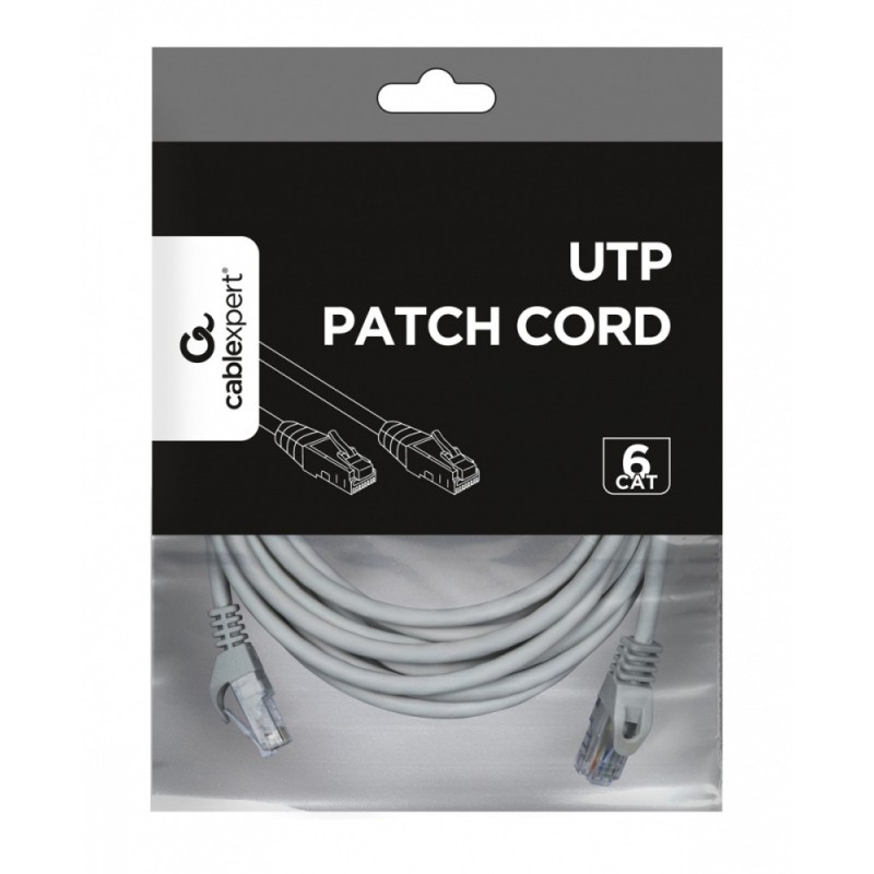 Patch cord kat.6 miedź UTP 5m szary | PartsPC.pl