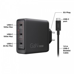 Ładowarka Multi-port USB-C 100W GaN 40AW100BEU | PartsPC.pl
