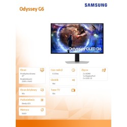 Monitor Samsung 27" Odyssey G60SD (LS27DG600SUXEN) OLED QHD 360Hz 2xHDMI DP