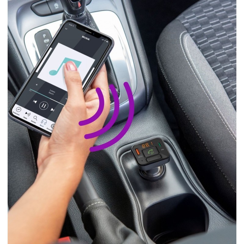 Transmiter FM z bluetooth i ładowarką 20W | PartsPC.pl