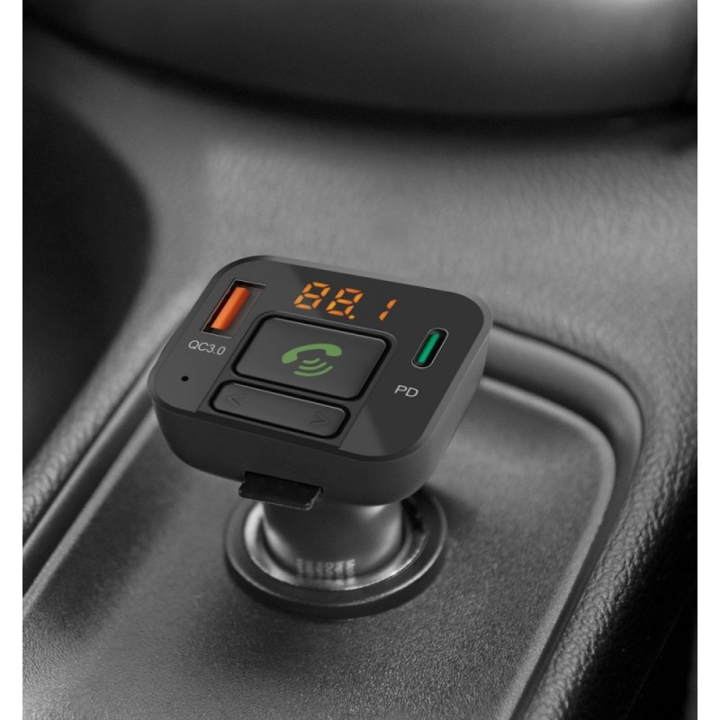 Transmiter FM z bluetooth i ładowarką 20W | PartsPC.pl