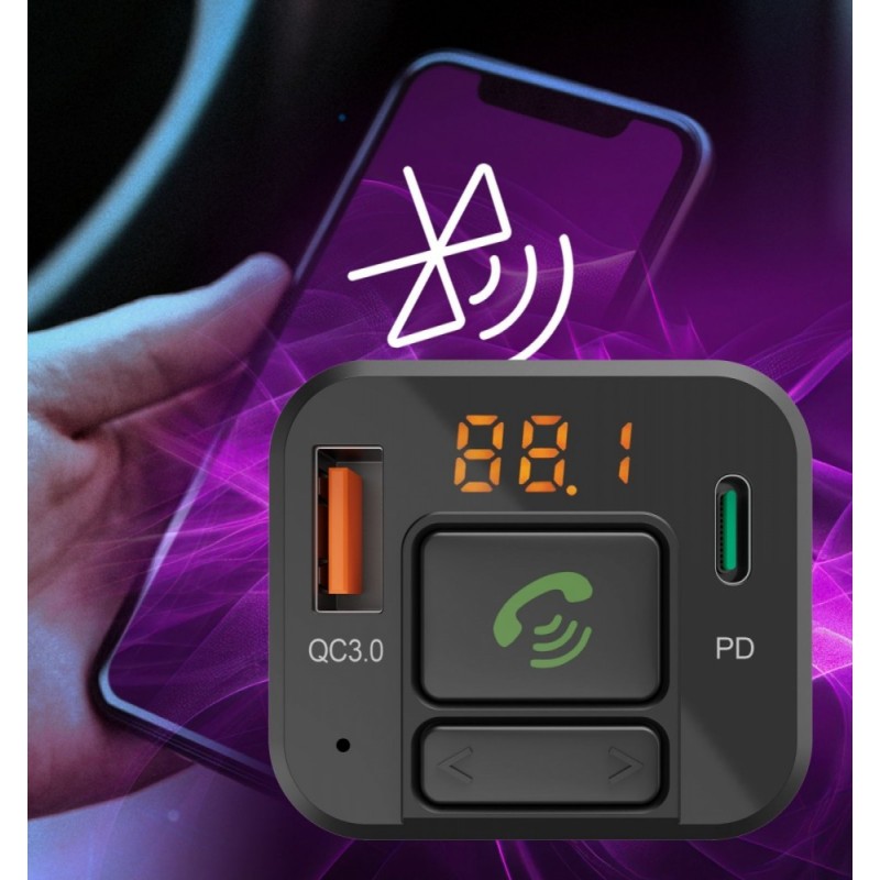 Transmiter FM z bluetooth i ładowarką 20W | PartsPC.pl