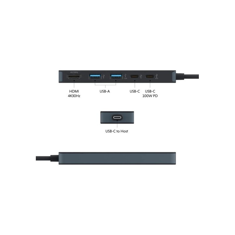 Hub Flex 5 Port USB-C Czarny | PartsPC.pl