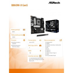 ASRock Płyta główna B860M-X GEN5 Wi-Fi s1851 2DDR5 mATX | PartsPC.pl