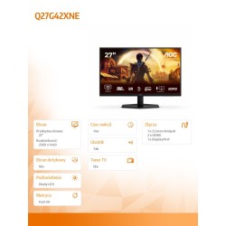 Monitor AOC 27" Q27G42XNE Fast VA QHD 180Hz 2xHDMI DP głośniki