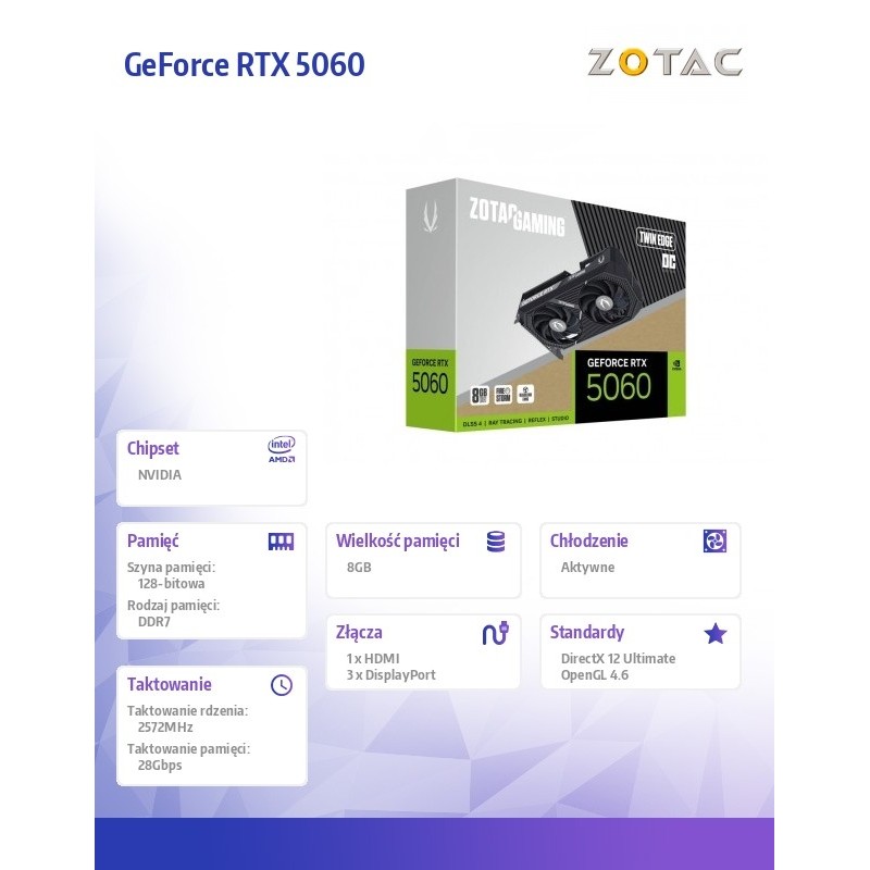 ZOTAC Karta graficzna GeForce RTX 5060 TWIN EDGE OC 8GB GDDR… | PartsPC.pl