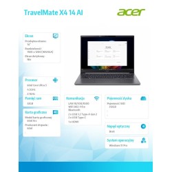 Notebook TravelMate X4 14 AI TMX414-51-TCO Ultra5 226V 32GB/… | PartsPC.pl