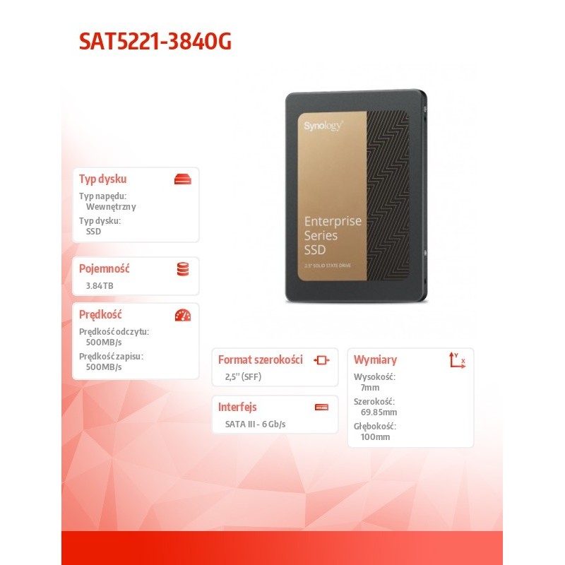 Synology SAT5221-3840G | dysk 2.5'' SATA SSD o pojemności 38… | PartsPC.pl