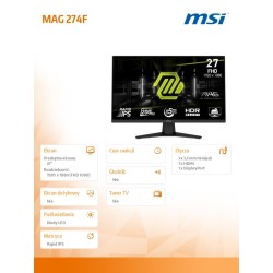 MSI Monitor MAG 274F 27 cali/LED/FHD/Flat/200Hz/czarny | PartsPC.pl